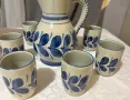 Art Pottery Blue Pitcher Set, Osterr Edel Keramic,  Арт керамика к-т Gollhammer ceramics GK Austria, снимка 4