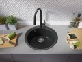 Графит кръгла кухненска гранитна мивка Пиза 50 Top 530 x 530 мм, снимка 6