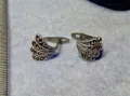 РЕТРО АРТ СТИЛ АНГЛИЙСКИ МАРКАЗИТЕНИ СРЕБЪРНИ ОБЕЦИ СРЕБРО 925 РЪЧНА ИЗРАБОТКА 48205, снимка 2