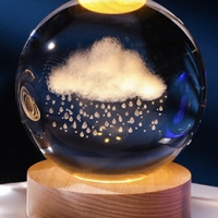 LED Светеща кристална топка/лампа, 3D сензорна - Дъждовен Облак, снимка 3 - Настолни лампи - 45036343