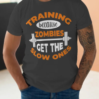 Тениска с декоративен печат - Training Because Zombies Get The Slow Ones, снимка 3 - Тениски - 45035828