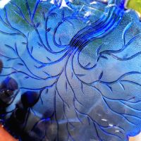 2броя Сини чинийки листо, снимка 2 - Чинии - 45495586