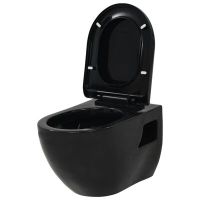 vidaXL Окачена тоалетна чиния, керамична, черна（SKU:143023, снимка 1 - Други стоки за дома - 45542188