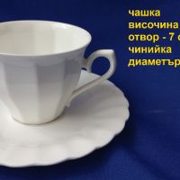 Чашки и чинийки за кафе, костен порцелан 5 на 5 бр, снимка 2 - Чаши - 45343902