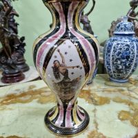 Уникална много красива антикварна колекционерска порцеланова белгийска ваза H.BEQUET , снимка 3 - Вази - 45234668