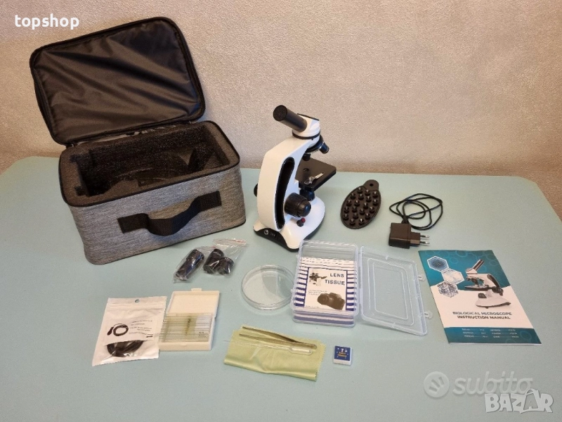 Микроскоп за деца, ученици, възрастни, професионални биологични микроскопи с увеличение 40-2000x ..., снимка 1