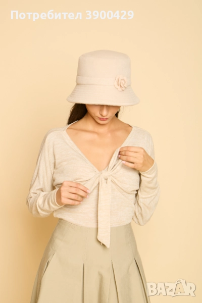 Дамска Вълнена Шапка Gary - Бежова, снимка 1