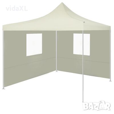 vidaXL Сгъваема шатра с 2 стени, 3x3 м, кремава(SKU:44960, снимка 1