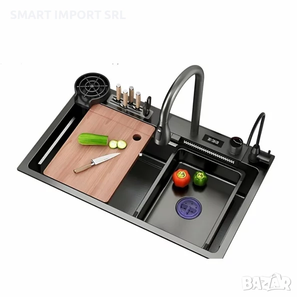 Многофункционална мивка Smart Heater, 75х46 см, филтър за вода, черен, снимка 1