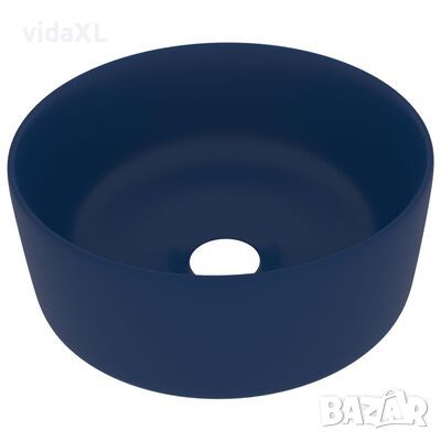 vidaXL Луксозна кръгла мивка, матово тъмносиня, 40x15 см, керамика(SKU:147012, снимка 1