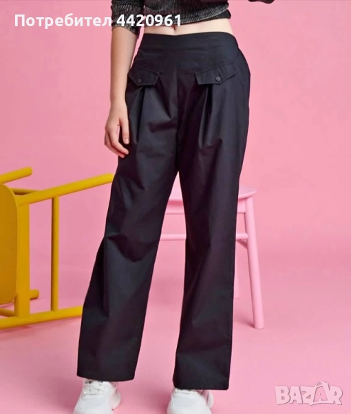 Дамски панталони с широки крачоли и ластик на кръста, снимка 1