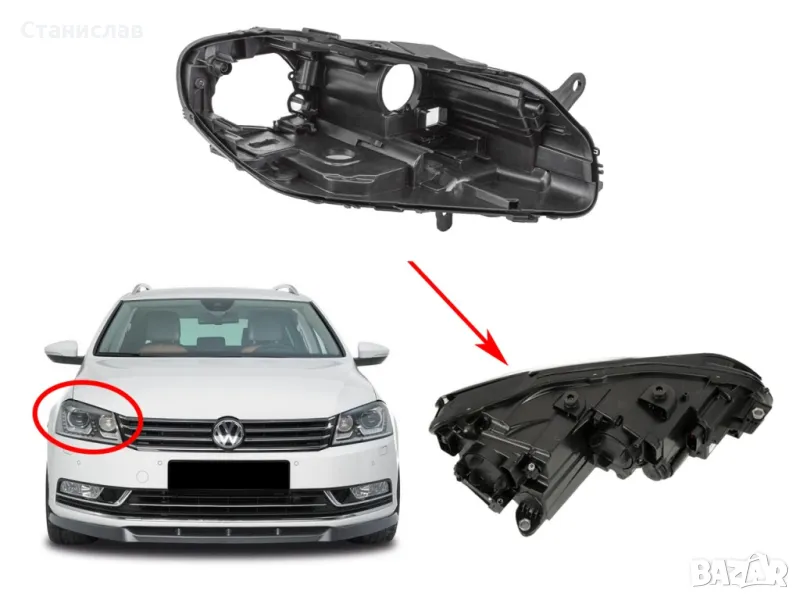 Дясна основа (корпус) за фар за VW Passat B7 (2010-2015), снимка 1