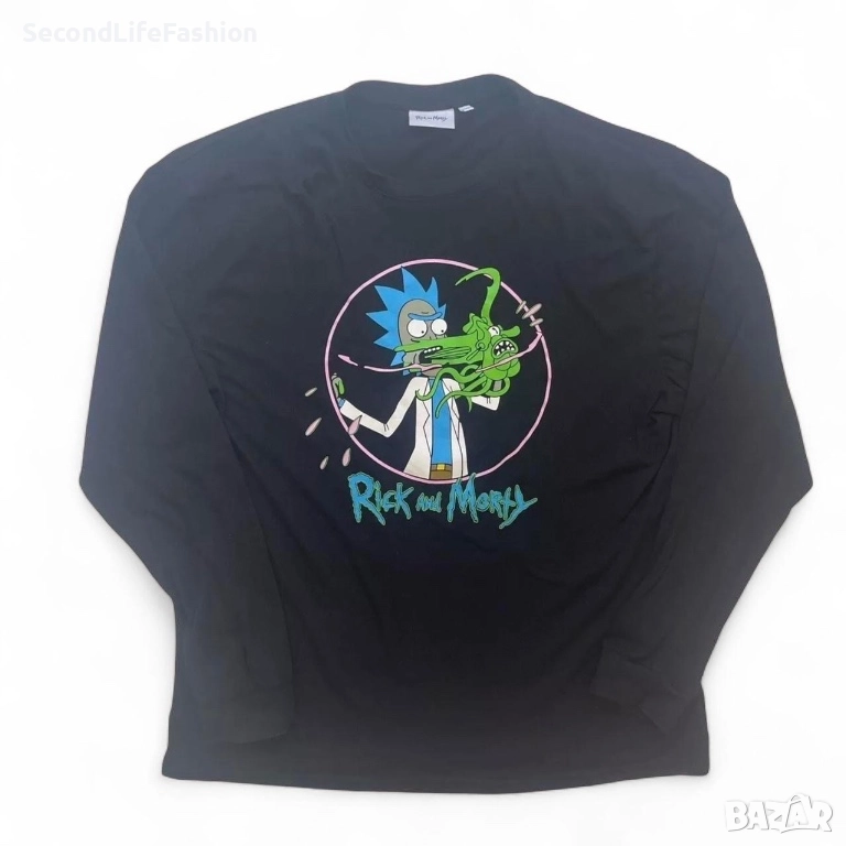 Тениска с дълъг ръкав „Рик и Морти“, черна, размер XL, снимка 1