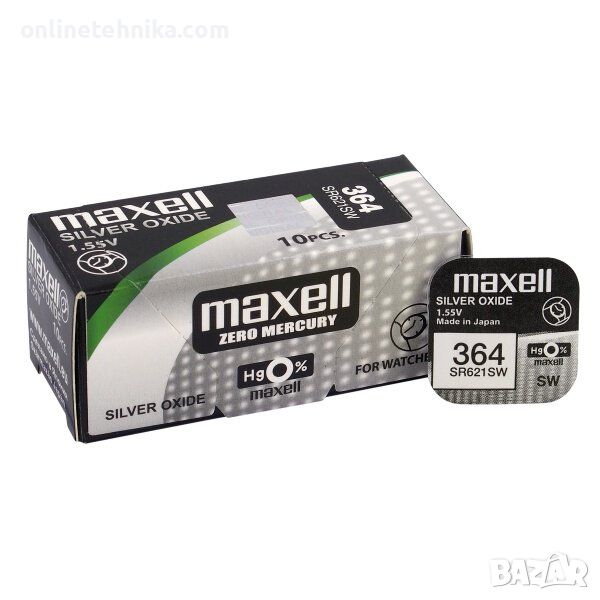 Сребърна батерия Maxell 364, SR621SW, снимка 1