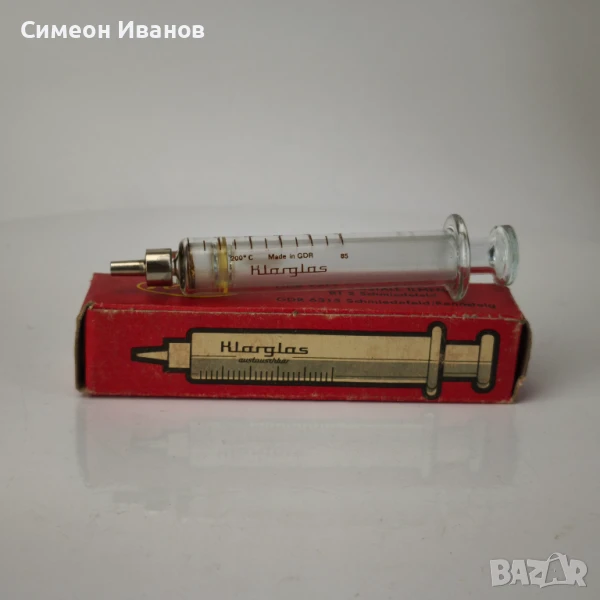 Стара стъклена спринцовка 5cc Refila Германия #6090, снимка 1
