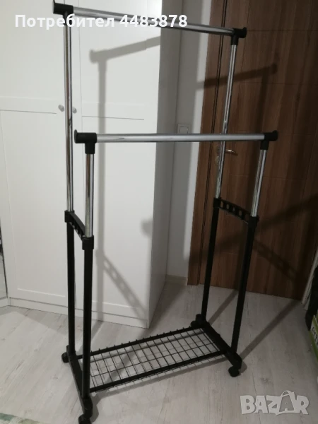 Стойка за дрехи метална, двойна черно/ хром , снимка 1