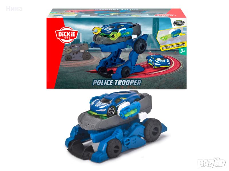 Dickie Toys Rescue Hybrids Police Trooper (12 см) - полицейска кола робот 2 в 1, снимка 1