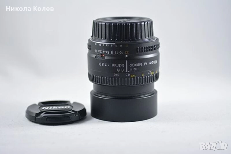 Nikon 50mm 1.8 D с оригинален метален сенник, снимка 1