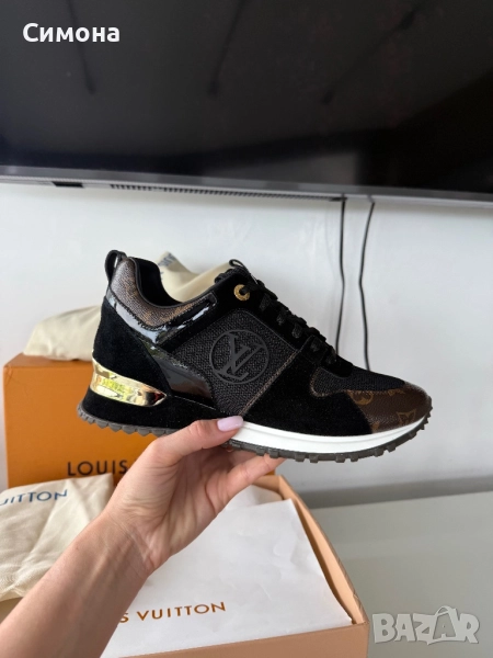 Louis Vuitton естествена кожа велур черни сникърси маратонки нови, снимка 1
