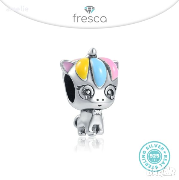 Промо -30%! Талисман Fresca по модел тип Пандора сребро 925 Sweet Baby Unicorn. Колекция Amélie, снимка 1