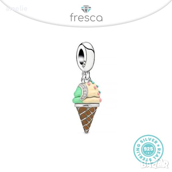 Талисман Fresca по модел тип Пандора сребро 925 Pandora Tasty Ice Cream Flavours. Колекция Amélie, снимка 1