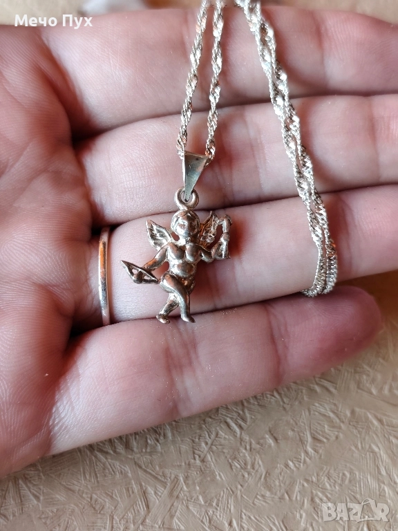 Сребърен синджир с висулка (358), снимка 1