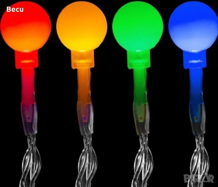 Соларно коледно LED осветление, 60 броя, 6 метра, снимка 1