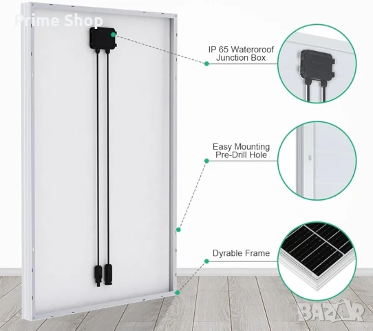 Соларен комплект - панел 120W 12V с 30A контролер, ECO-WORTHY , снимка 6 - Друга електроника - 53642643