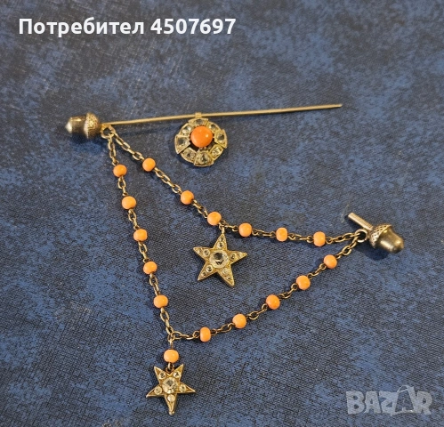 Антична сребърна брошка с диамантена паста и корал, викториански, снимка 11 - Други - 53885627