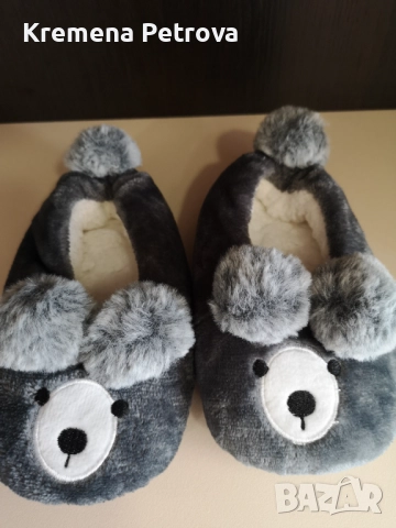 Пухкави коледни пантофи с мотив на мече, номер 28-29 унисекс, снимка 2 - Детски пантофи - 52646161