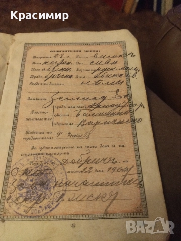 Годишенъ Паспортъ 1907 г Фердинанд | ., снимка 5 - Колекции - 52418149