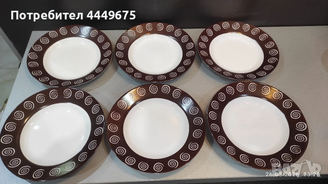Дълбоки чинии от фин костен порцелан, снимка 3 - Чинии - 53991566