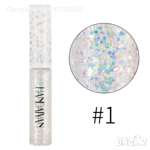 Блестяща брокатена очна линия с четка. , снимка 13 - Декоративна козметика - 53792524