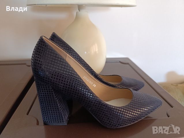 Дамски елегантни обувки с висок дебел ток, снимка 2 - Дамски обувки на ток - 45113139