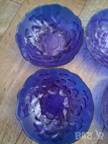 Синьо стъкло 6 бр. купучки/ на ягоди/, снимка 6 - Сервизи - 51236195