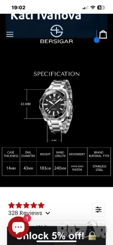 Мъжки автоматичен часовник BERSIGAR, елегантен,  механичен ръчен часовник със сапфирено стъкло, снимка 3 - Водоустойчиви - 50666744