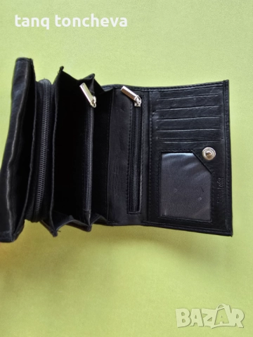 Черно портмоне от естествена кожа , снимка 4 - Портфейли, портмонета - 51467426