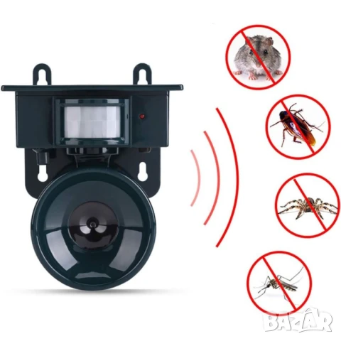 Ултразвуков соларен уред за прогонване на птици и животни с PIR сензор – обхват до 465 м², снимка 4 - Друга електроника - 50971127