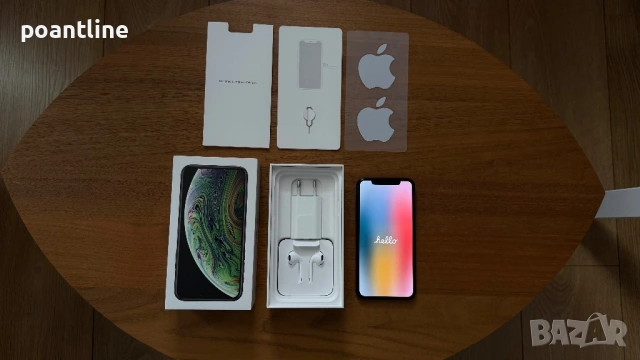 като нов iPhone XS Space Grey 64GB + EarPods и зарядно за айфон