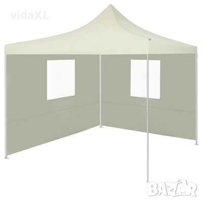 vidaXL Сгъваема шатра с 2 стени, 3x3 м, кремава(SKU:44960