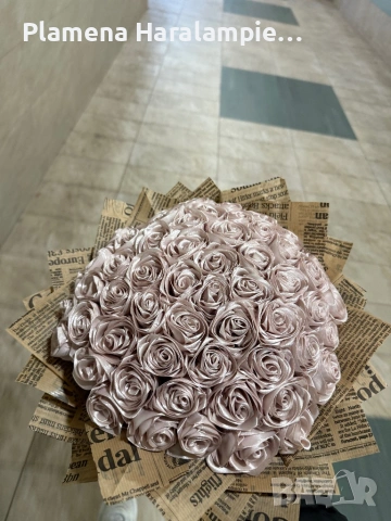ръчноизработени букети от сатенени ленти , снимка 6 - Изкуствени цветя - 53329194