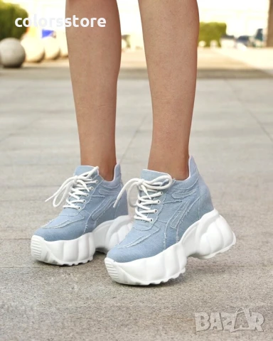 Кецове на платформа - деним - PA9 , снимка 2 - Кецове - 51281592