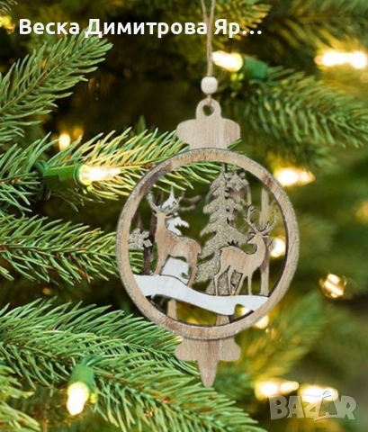 Дървена украса със северни елени за елха, снимка 4 - Декорация за дома - 52301915