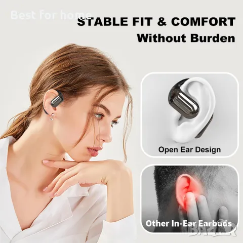 Слушалки нова технология - Open Ear Bone Conduction YYK Q16 Bluetooth 5.4, снимка 3 - Bluetooth слушалки - 48421687