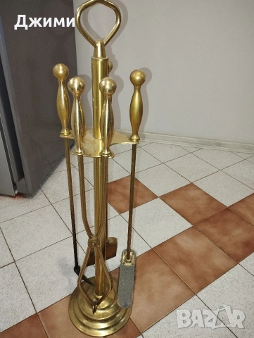 масивен бронзов каминен комплект, снимка 11 - Антикварни и старинни предмети - 53932138