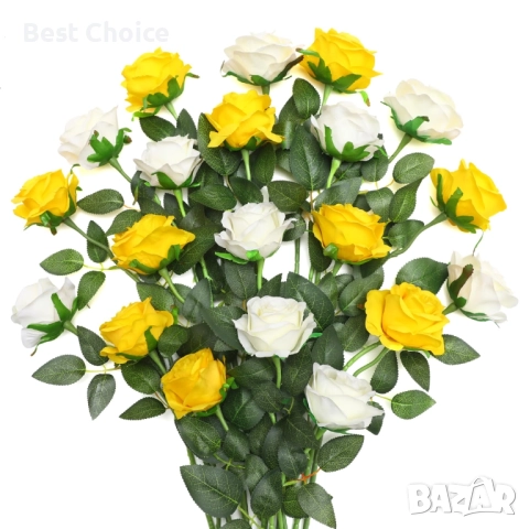 20 бр. реалистични изкуствени рози, коприна Justoyou, снимка 8 - Изкуствени цветя - 52720170