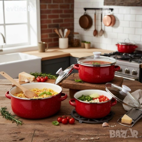 Комплект от 3 тенджери - 16см, 18см, 20см, снимка 6 - Съдове за готвене - 53792125