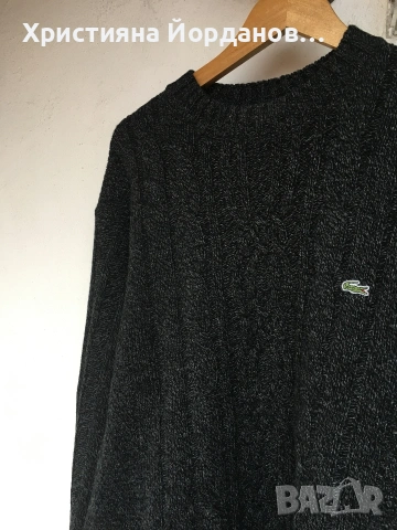 Вълнен пуловер Lacoste тъмносиво , Л, снимка 2 - Пуловери - 53064365