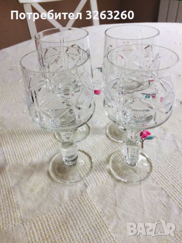 Български кристални чаши за вино от соц време, снимка 3 - Чаши - 45743500