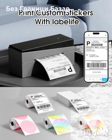 Нов Bluetooth термален принтер за етикети 4x6 за малък бизнес, снимка 5 - Принтери, копири, скенери - 46451545